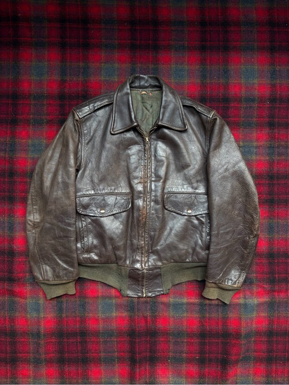 True vintage 40s 50s A2 style civilian leather jacket